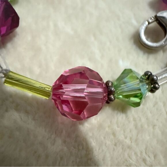COLORFUL GEMSTONEā& CRYSTAL BRACELET āSTERLING SILVER CLASP ā ARTISAN STYLE 7.5ā - Picture 7 of 17